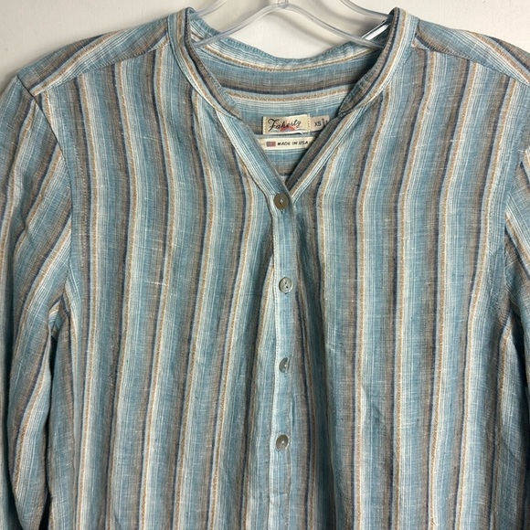 FAHERTY 100% Linen Striped Tunic Shirt Dress Kraine Shirtdress XS Blue white - Picture 4 of 10